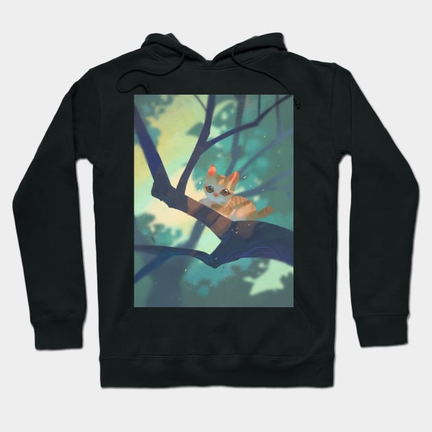 Kitty on tree Hoodie by Clivef Poire